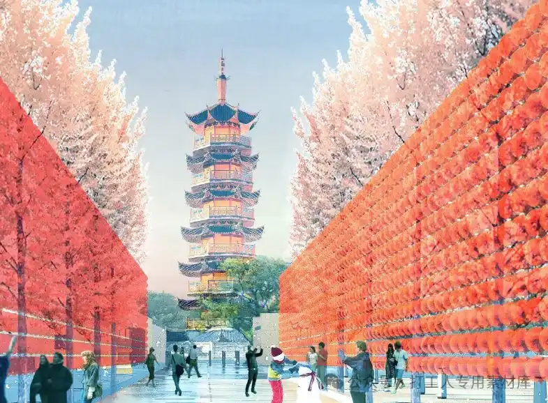 上海徐汇区龙华塔广场片区城市设计景观方案（124P，50M）【WB1118】